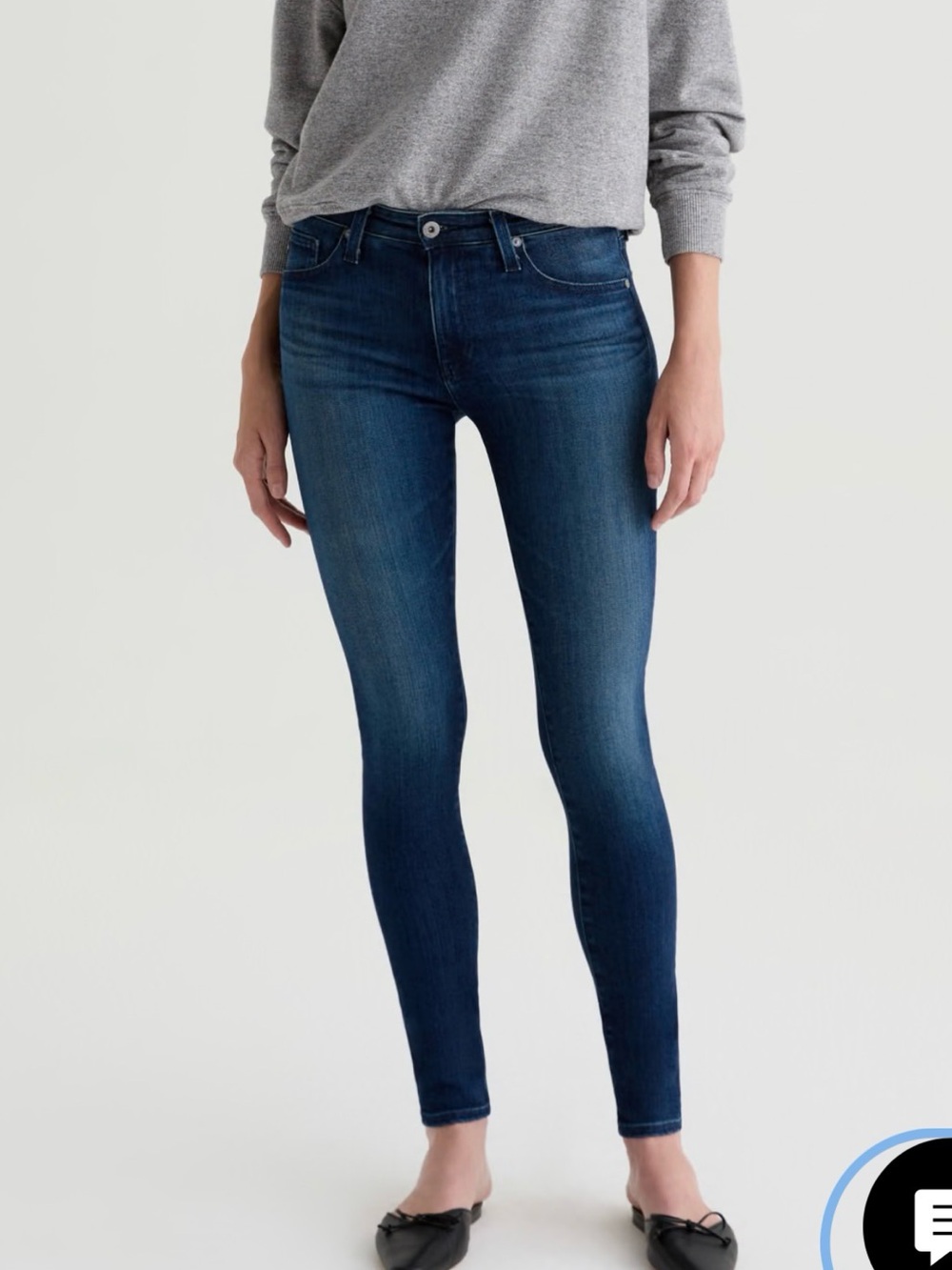 AG Jeans Dark Blue Skinny Jeans- High Rise, Raw Hem